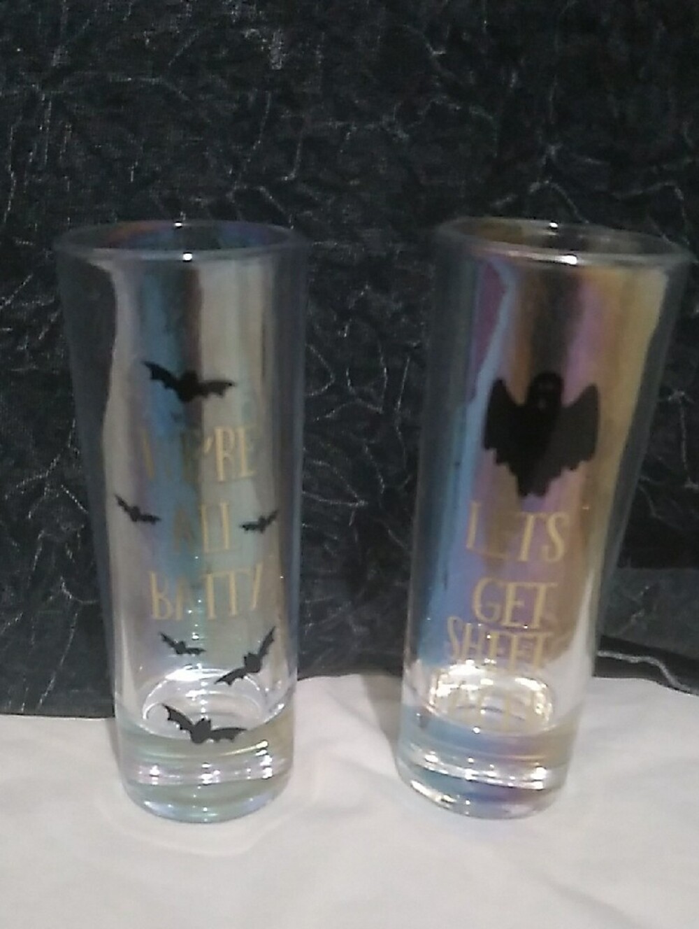 Halloween Tall Shot Glasses Set Of 4 - Clear with Black Spooky Icons(H1) - Picture 11 of 13